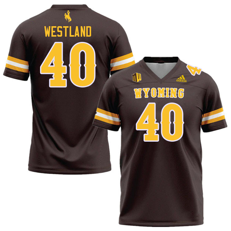 Wyoming Cowboys #40 Tyce Westland College Football Jerseys Stitched Sale-Brown